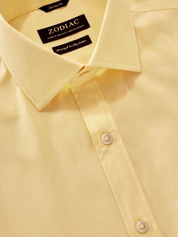 Chambray Yellow Solid Half Sleeve Classic Fit Semi Formal Two Ply Mercerized Cotton Shirt