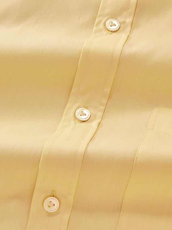 Chambray Yellow Solid Half Sleeve Classic Fit Semi Formal Two Ply Mercerized Cotton Shirt