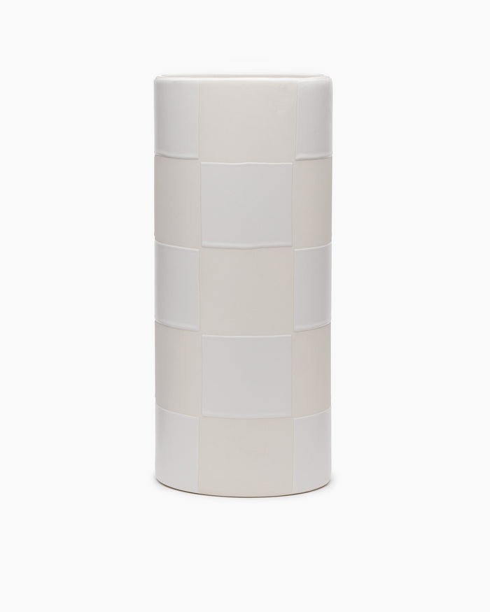 Checkerboard Vase Large- White