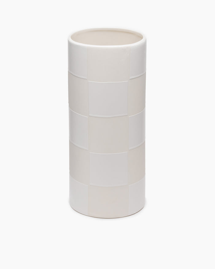Checkerboard Vase Large- White