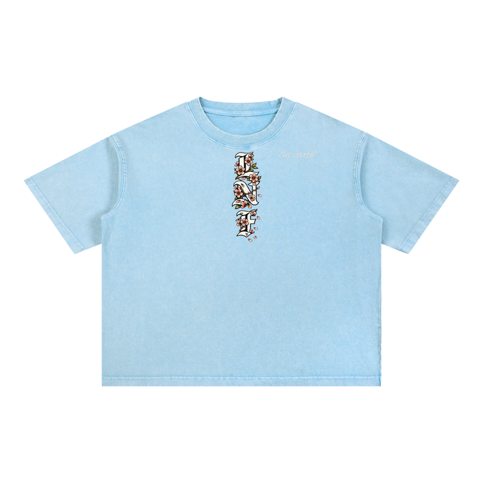 Cherry blossom Mineral Wash BOXY Cotton T-Shirt