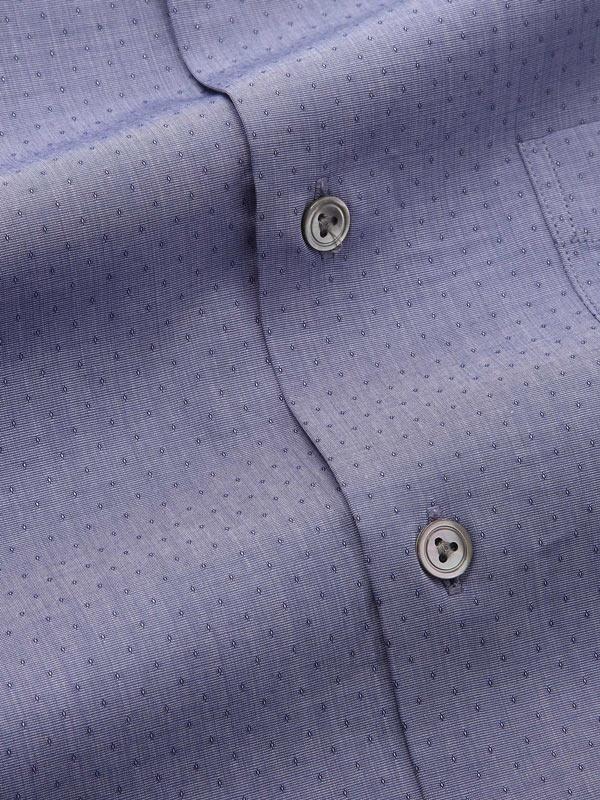Chianti Blue Solid Full Sleeve Single Cuff Tailored Fit Dark Semi Formal Cotton Shirt