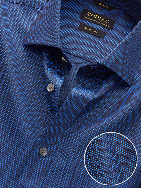 Chianti Navy Solid Full Sleeve Single Cuff Classic Fit Dark Semi Formal Cotton Shirt