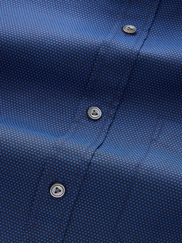 Chianti Navy Solid Full Sleeve Single Cuff Classic Fit Dark Semi Formal Cotton Shirt