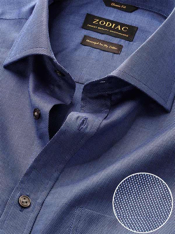 Chirico Navy Check Full Sleeve Single Cuff Classic Fit Semi Formal Dark Super Fine Cotton Shirt