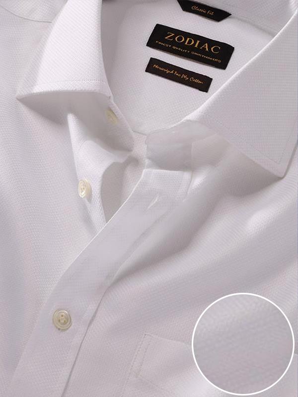 Cione White Solid Full Sleeve Double Cuff Classic Fit Classic Formal Two Ply Mercerized Cotton Shirt