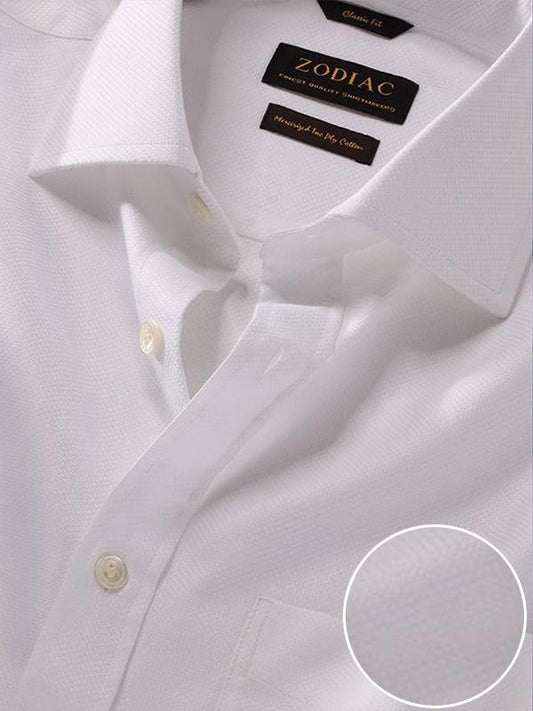 Cione White Solid Full Sleeve Double Cuff Classic Fit Classic Formal Two Ply Mercerized Cotton Shirt