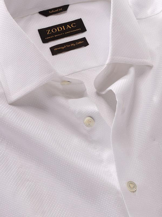 Cione White Solid Full Sleeve Single Cuff Tailored Fit Classic Formal Two Ply Mercerized Cotton Shirt