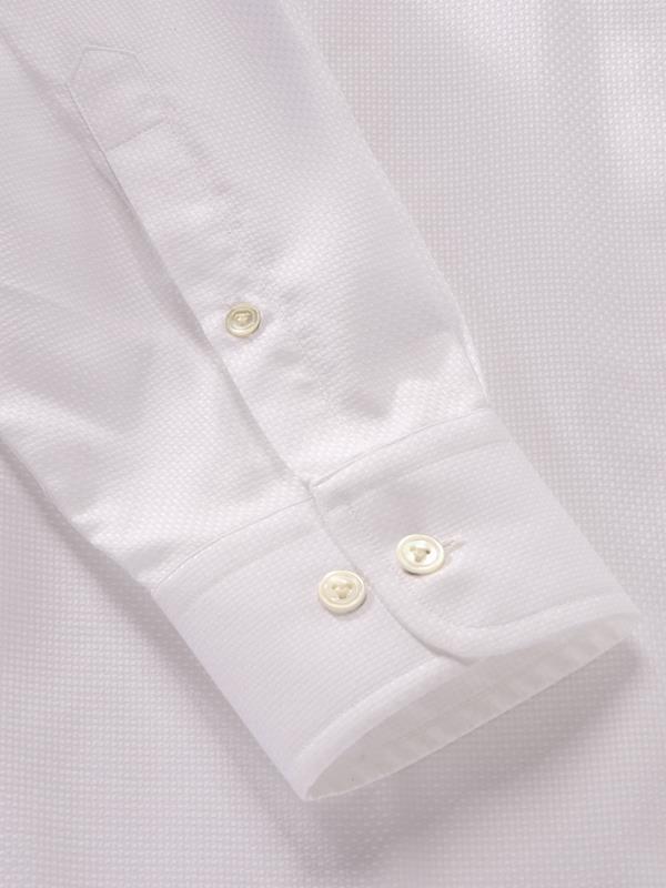 Cione White Solid Full Sleeve Single Cuff Tailored Fit Classic Formal Two Ply Mercerized Cotton Shirt