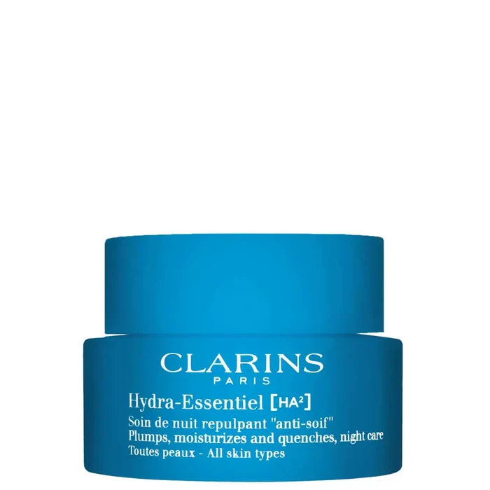 Clarins Hydra-Essentiel [HA²] Night Cream 50ml in a jar, moisturizing lotion and skincare product for overnight hydration.