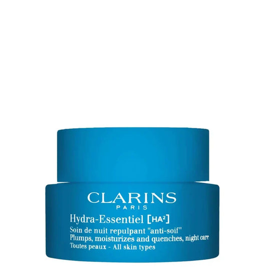 Clarins Hydra-Essentiel [HA²] Night Cream 50ml in a jar, moisturizing lotion and skincare product for overnight hydration.