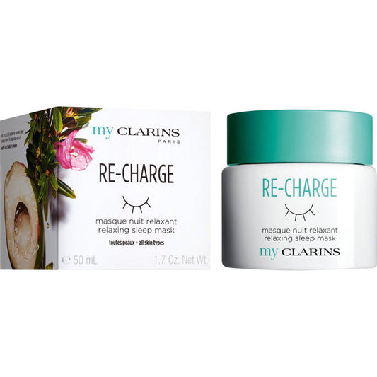 Clarins My Clarins Re-Charge Relaxing Sleep Mask in 50ml jar, skincare product for soothing and revitalizing skin overnight