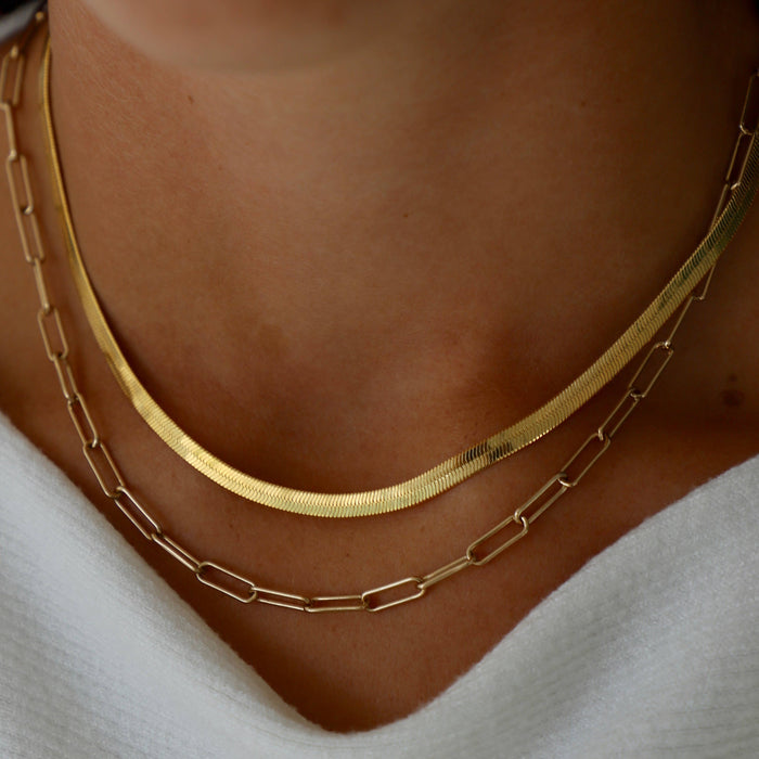 CN1412G Gold Necklace-Herringbone Chain