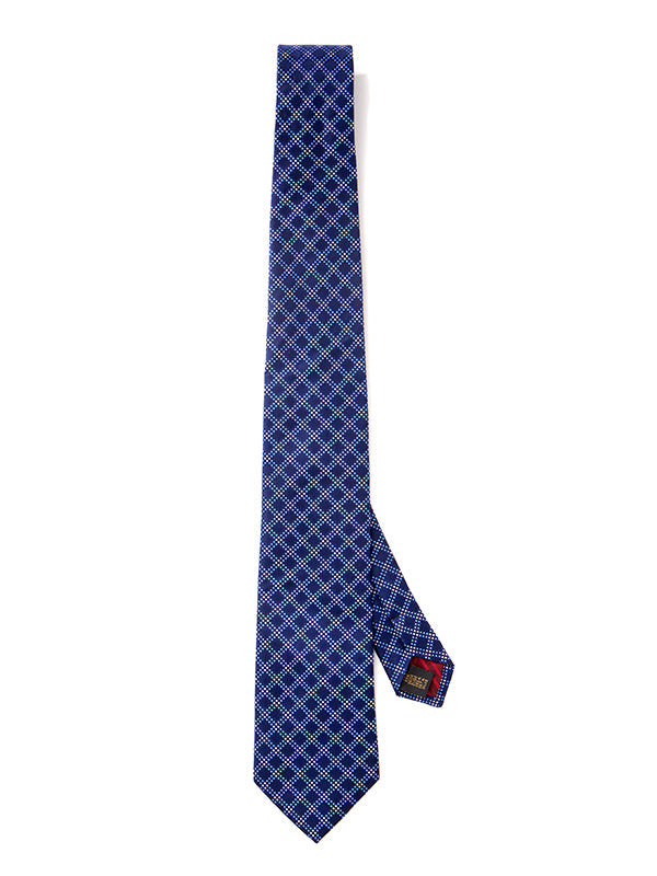 Como Checks Navy Silk Tie