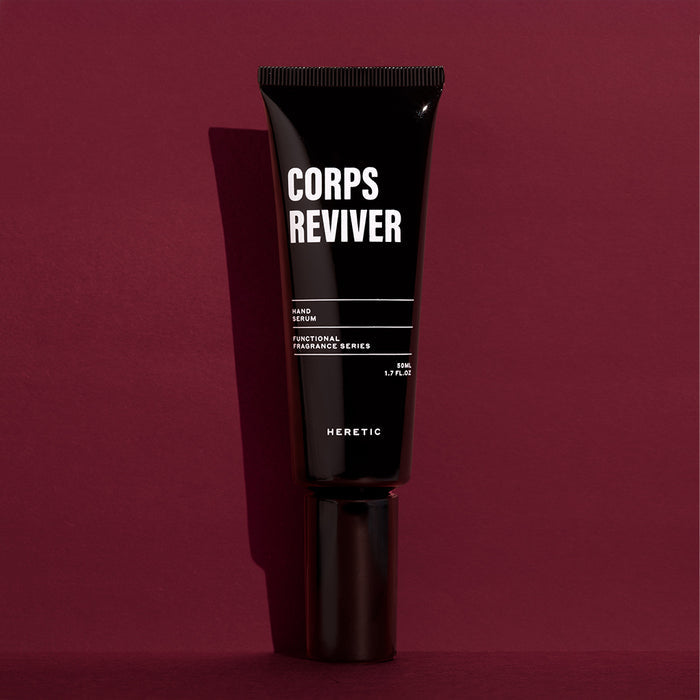 Corps Reviver 50ml bottle on red background