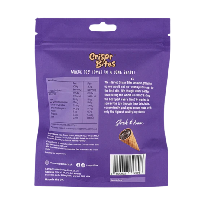 Crispr Bites Milk Chocolate Filled Waffle Cones 96g