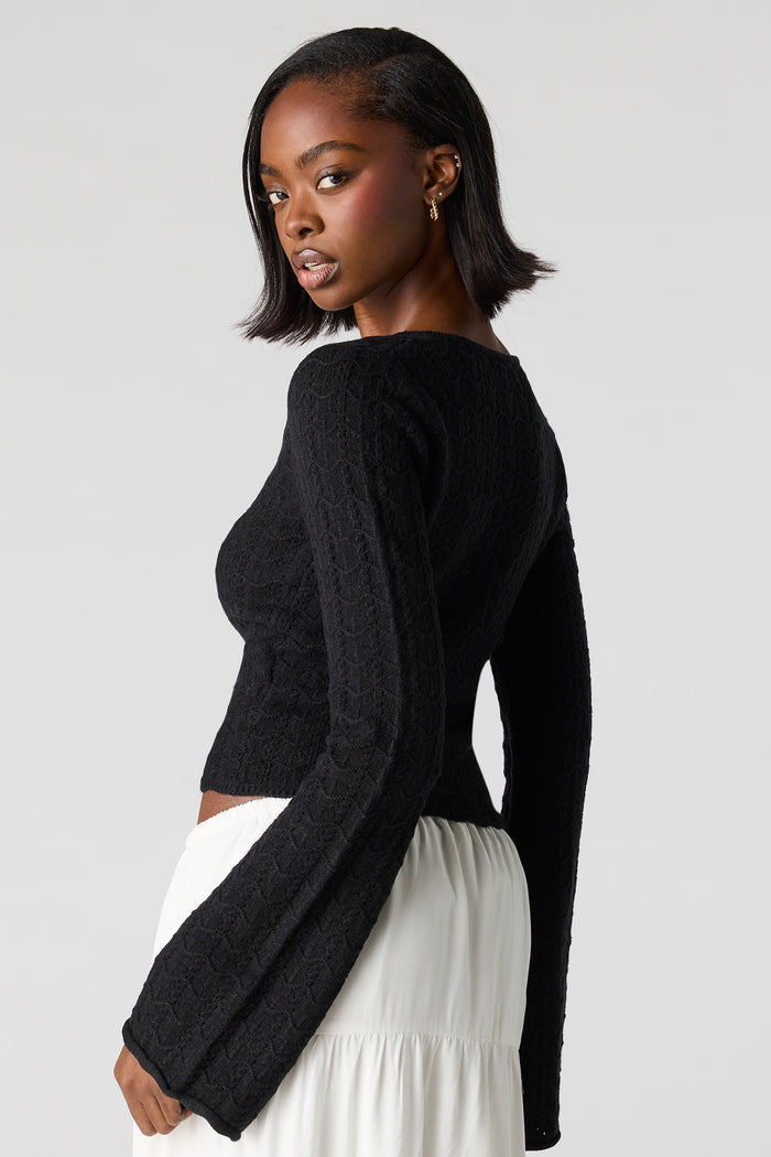 Crochet O-Ring Bell Sleeve Top