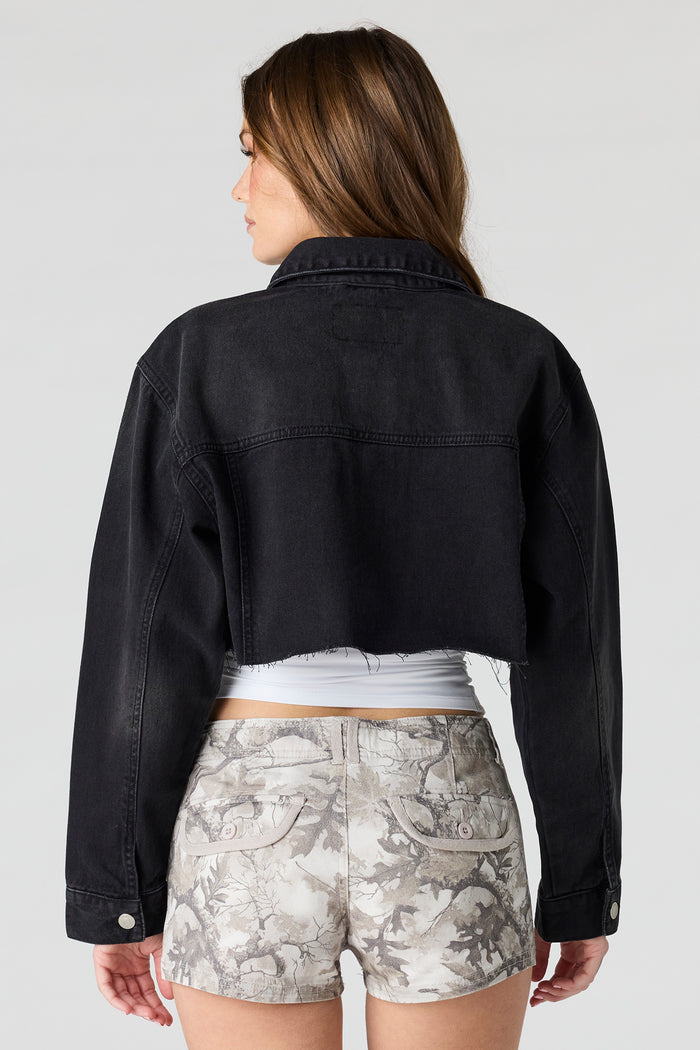 Cropped Cut-Off Denim Jacket