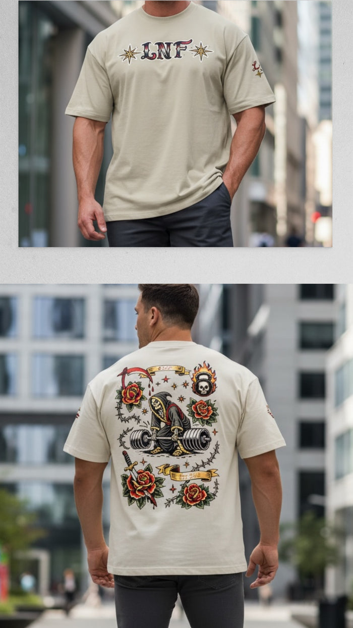 “Deadweight shoulder hit” Heavyweight Earth Tone T