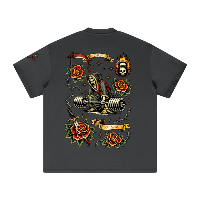 “Deadweight shoulder hit” Heavyweight Earth Tone T
