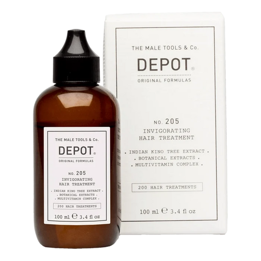 Depot No. 205 hårkur i brun glassflaske med kino-tre-ekstrakt og multivitamin, 100 ml