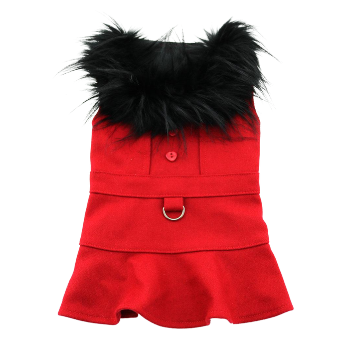 WOOL-FUR-TRIMMED-DOG-COAT-RED