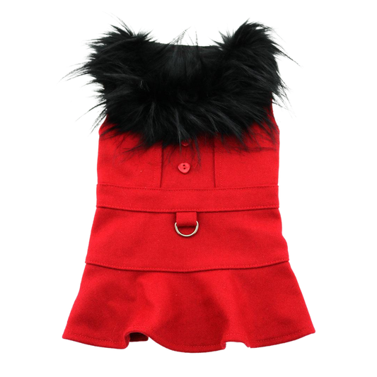 WOOL-FUR-TRIMMED-DOG-COAT-RED