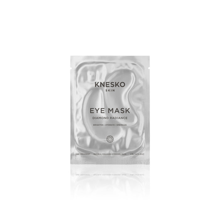 Packaging of the Diamond Radiance Eye Mask - Single | Knesko, a skincare product designed for brightening, hydrating, and energizing the under-eye area.