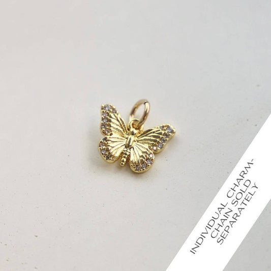 DISCONTINUED Charm-CZ Butterfly Gold