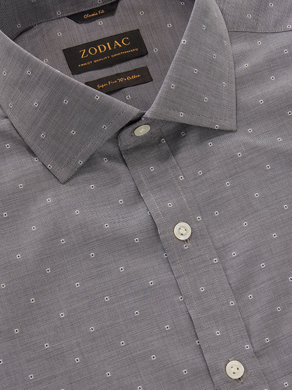 Dorzano Dark Grey Solid Full Sleeve Single Cuff Classic Fit Semi Formal Super Fine Cotton Shirt