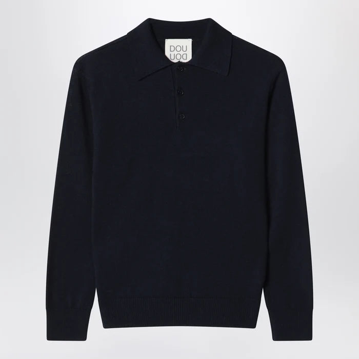 Douuod - Blue wool polo shirt