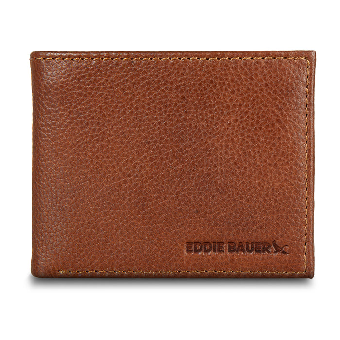 Eb Signature Logo Leather Flip Id Bifold Wallet-Black-3
