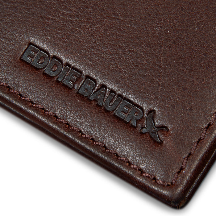 Eb Signature Logo Leather Flip Id Bifold Wallet-Black-8