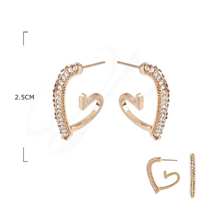 Elegant Crystal Heart-Shaped Open Hoop Earrings (ERH-3274GS)