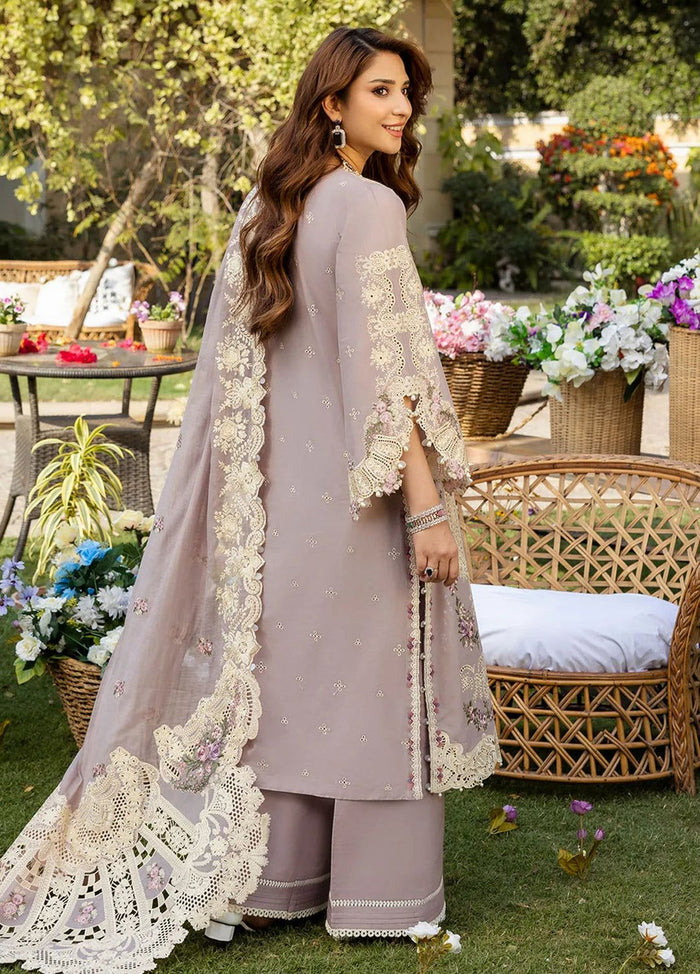 Elegant Lavender Embroidered Festive Suit with Intricate Lace