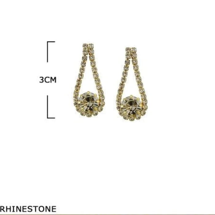 Elegant Teardrop Rhinestone Dangle Earrings - Gold & Silver Tone (ES-70222GS)
