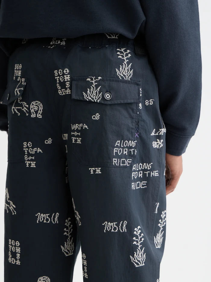 Embroidered Cotton-Blend Relaxed Straight-Fit Chino