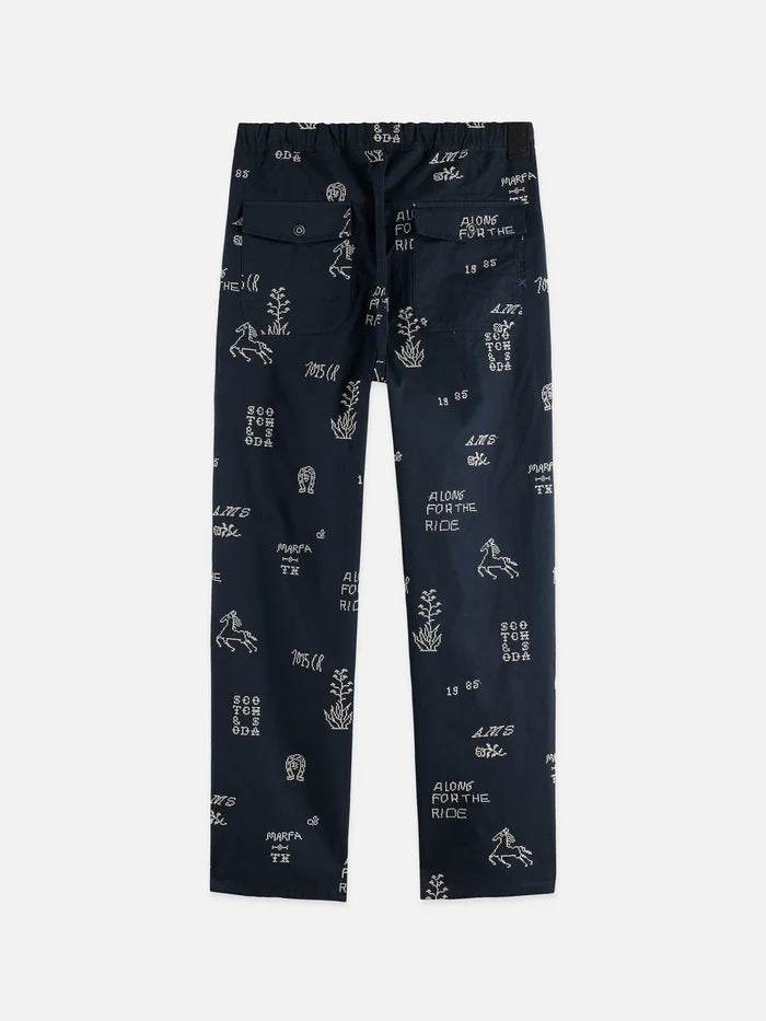 Embroidered Cotton-Blend Relaxed Straight-Fit Chino