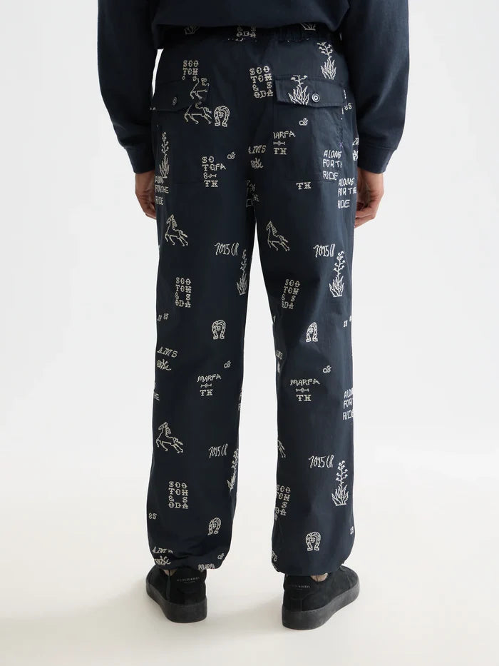 Embroidered Cotton-Blend Relaxed Straight-Fit Chino