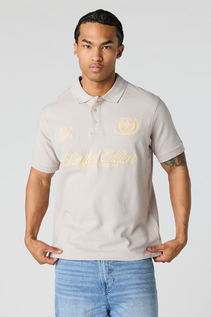 Embroidered Ribbed Polo