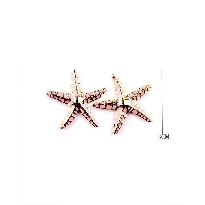 Enamel Starfish Earrings – Stainless Steel Ocean & Beach Stud Earrings (3cm) (IER-1091)