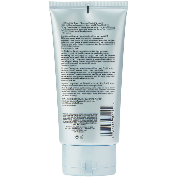 Estée Lauder Perfectly Clean Multi-Action Foam Cleanser and Purifying Mask in 150ml bottle, facial cleanser for deep cleansing.