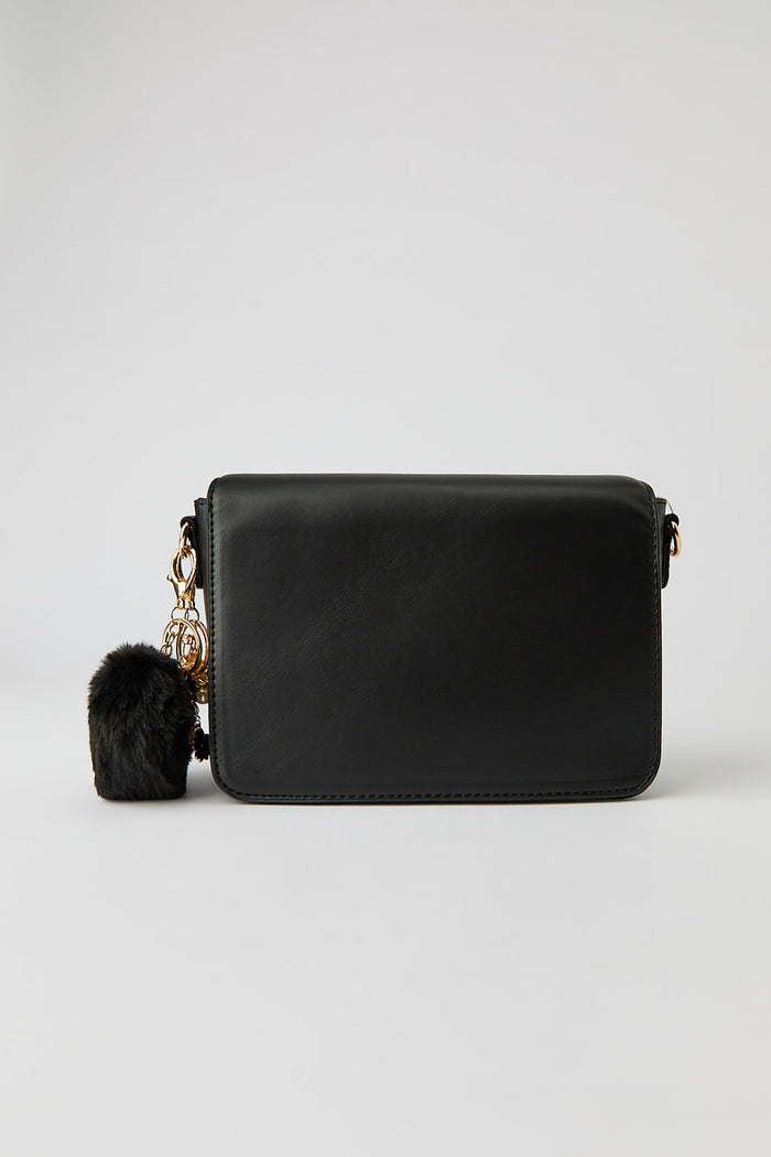 Faux Leather Crossbody Purse with Keychain