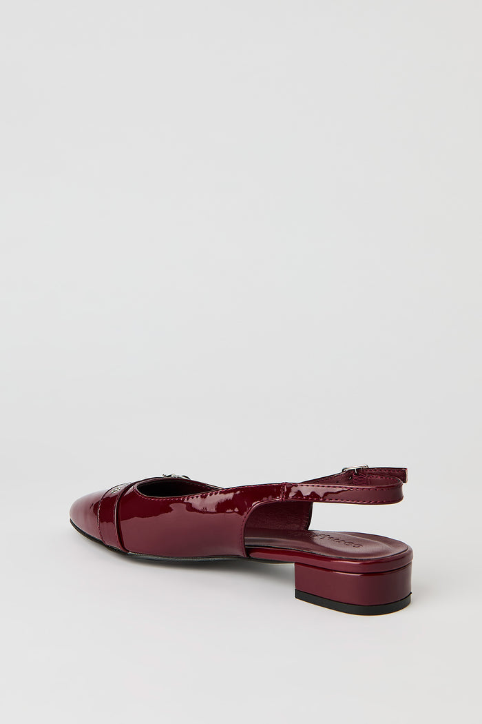 Faux Leather Mid Heel Sandal