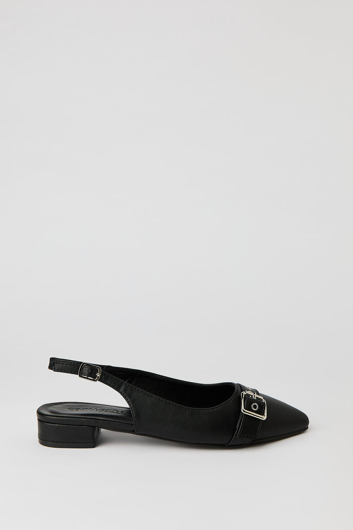 Faux Leather Mid Heel Sandal