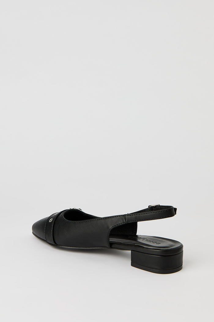 Faux Leather Mid Heel Sandal