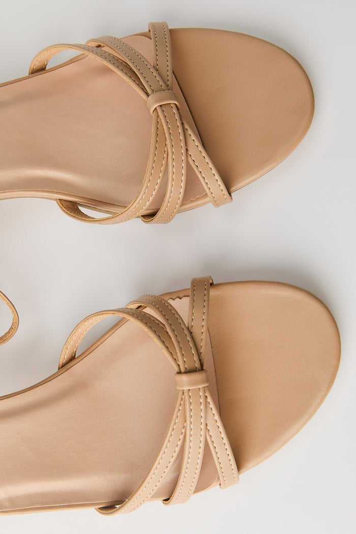Faux Leather Strappy Kitten Heel