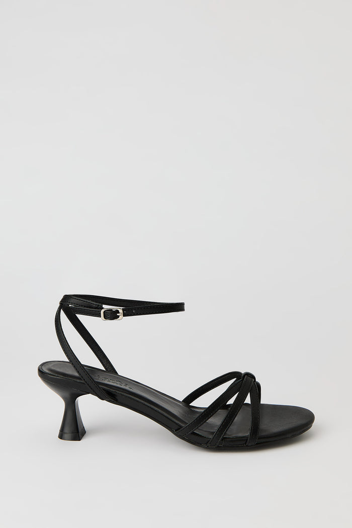 Faux Leather Strappy Kitten Heel