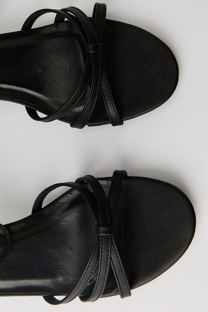 Faux Leather Strappy Kitten Heel