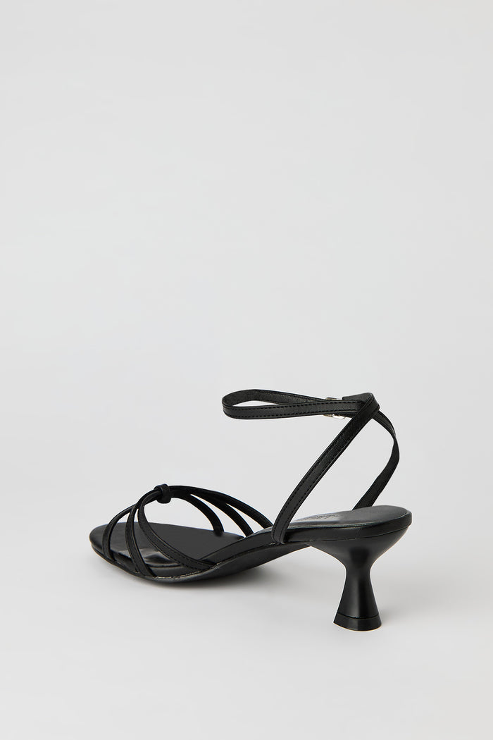 Faux Leather Strappy Kitten Heel